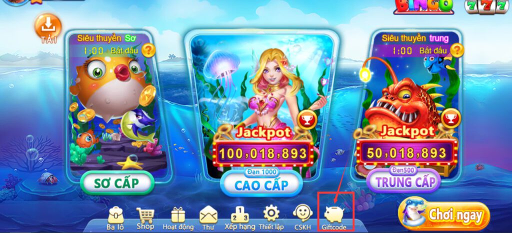 Giftcode ở sảnh giao diện