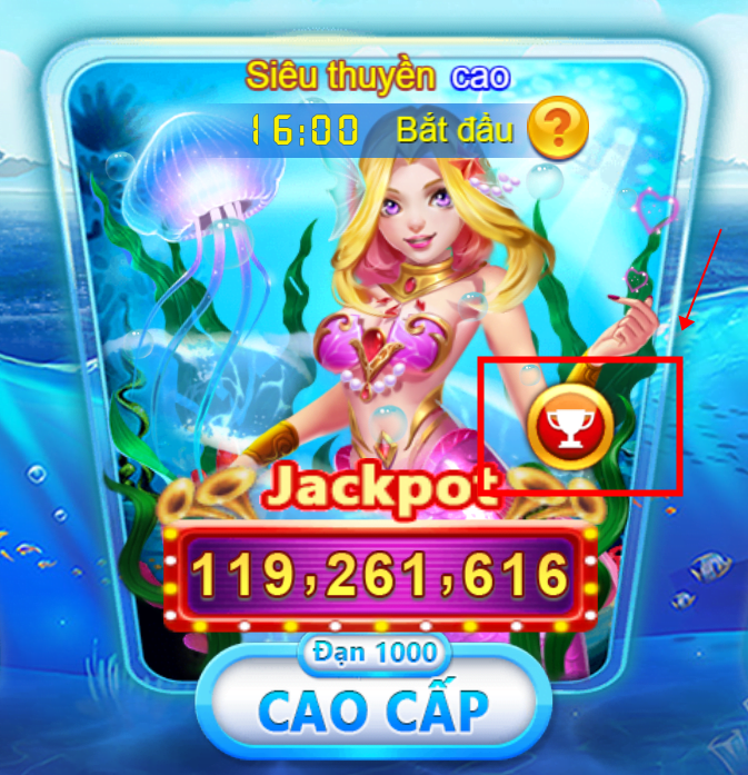 Nút jackpot ở phòng cá vàng